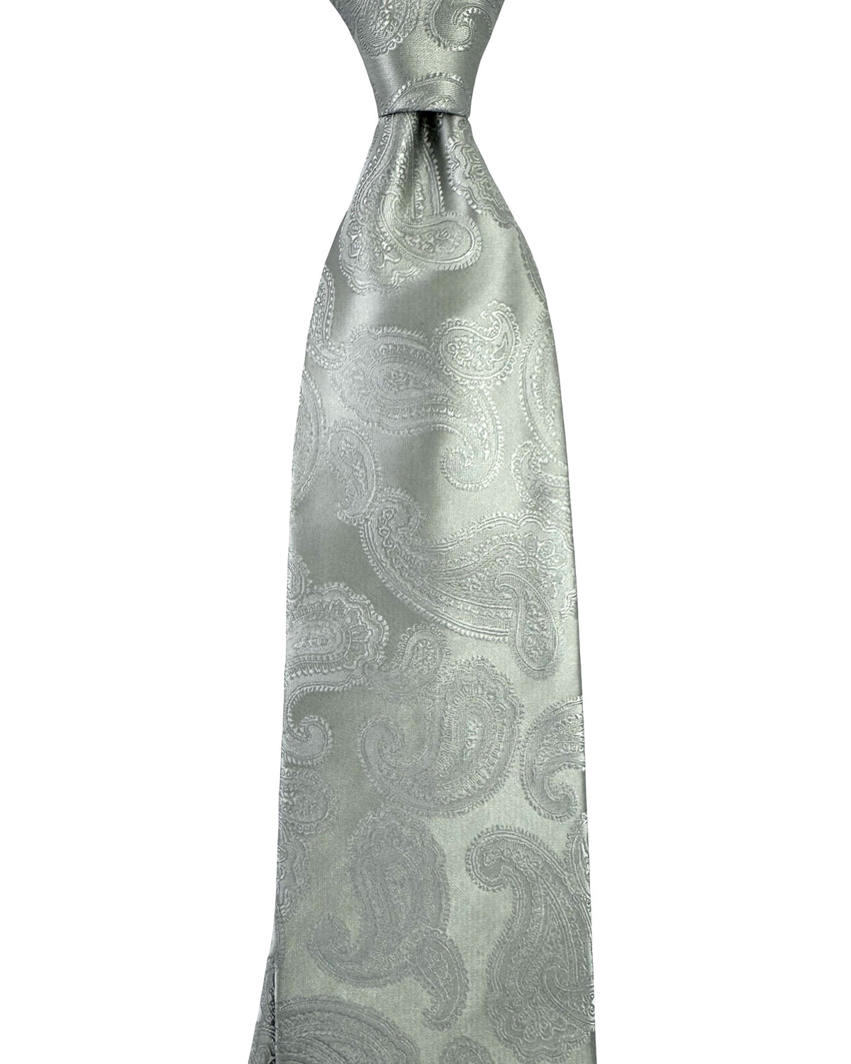 Zilli Tie White Silver Paisley - Wide Tie