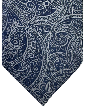 Zilli Silk Tie Midnight Blue Gray Design - Wide Tie