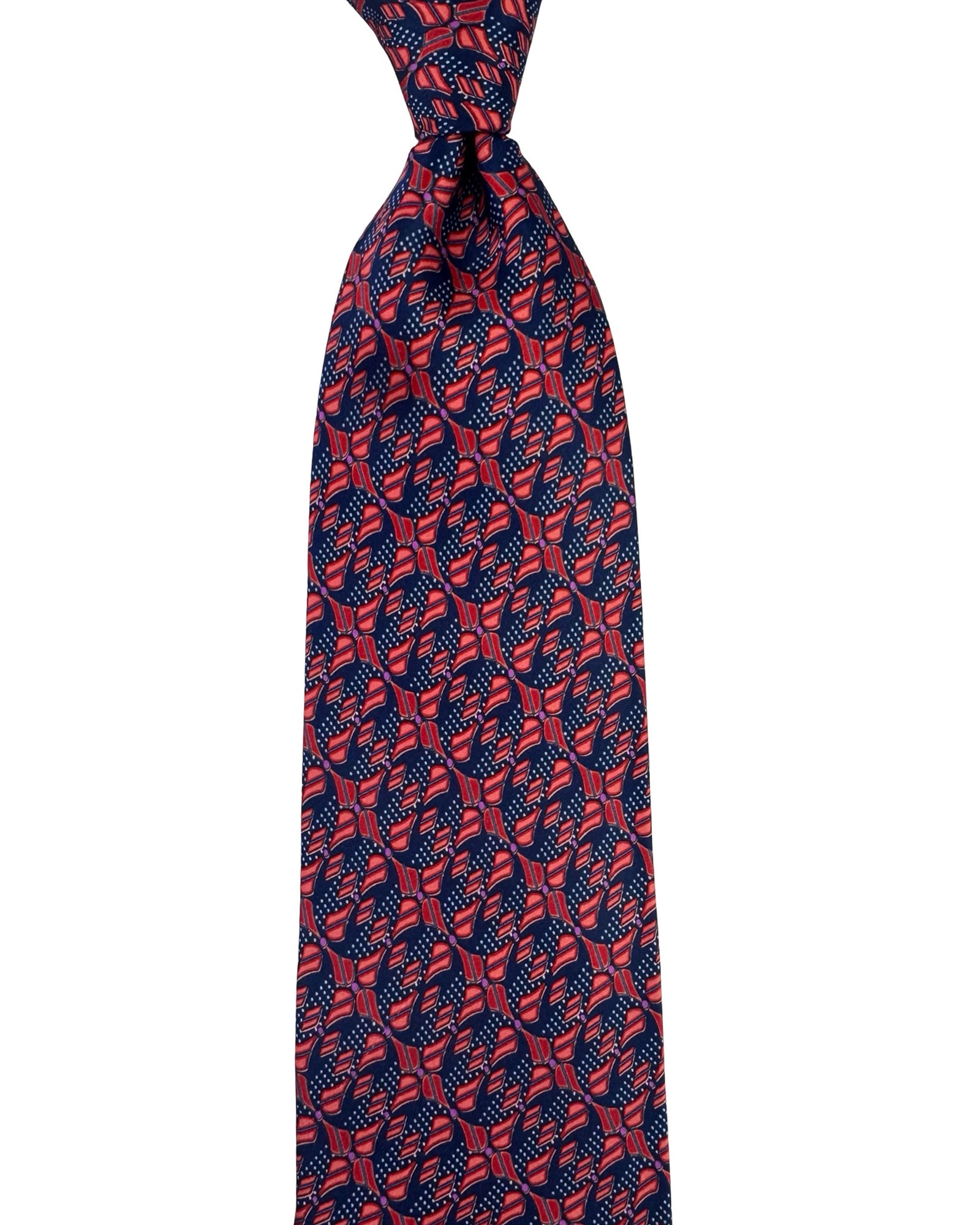 Zilli Tie Dark Blue Red Geometric - Wide Necktie
