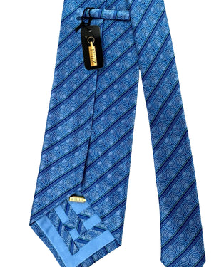 Zilli Tie Blue Green Royal Blue Patterned Stripes - Wide Necktie