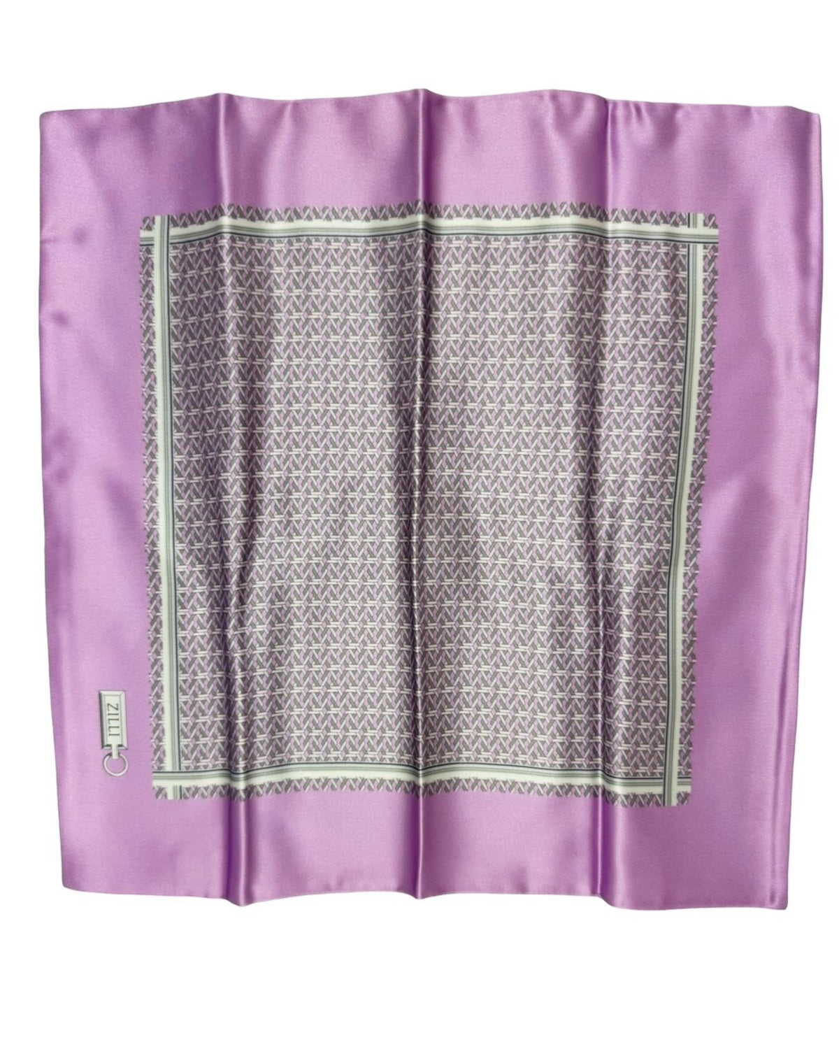 Zilli Pocket Square Lilac Gray Geometric Design FINAL SALE
