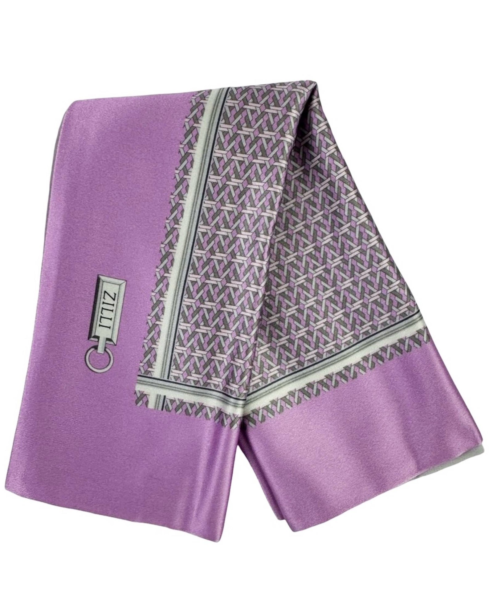 Zilli Pocket Square Pink Taupe Geometric Design