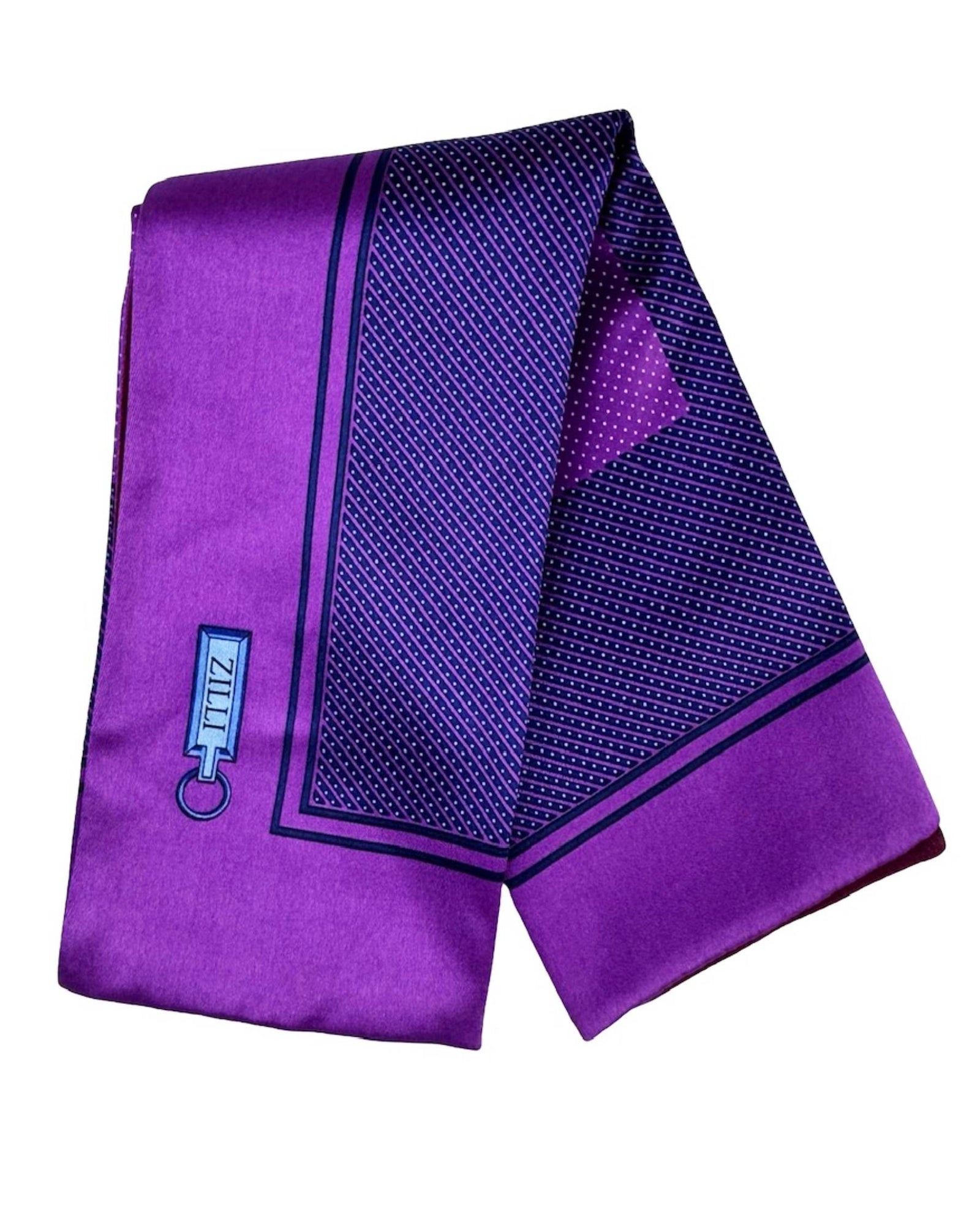 Zilli Pocket Square Purple Dark Blue Geometric Design