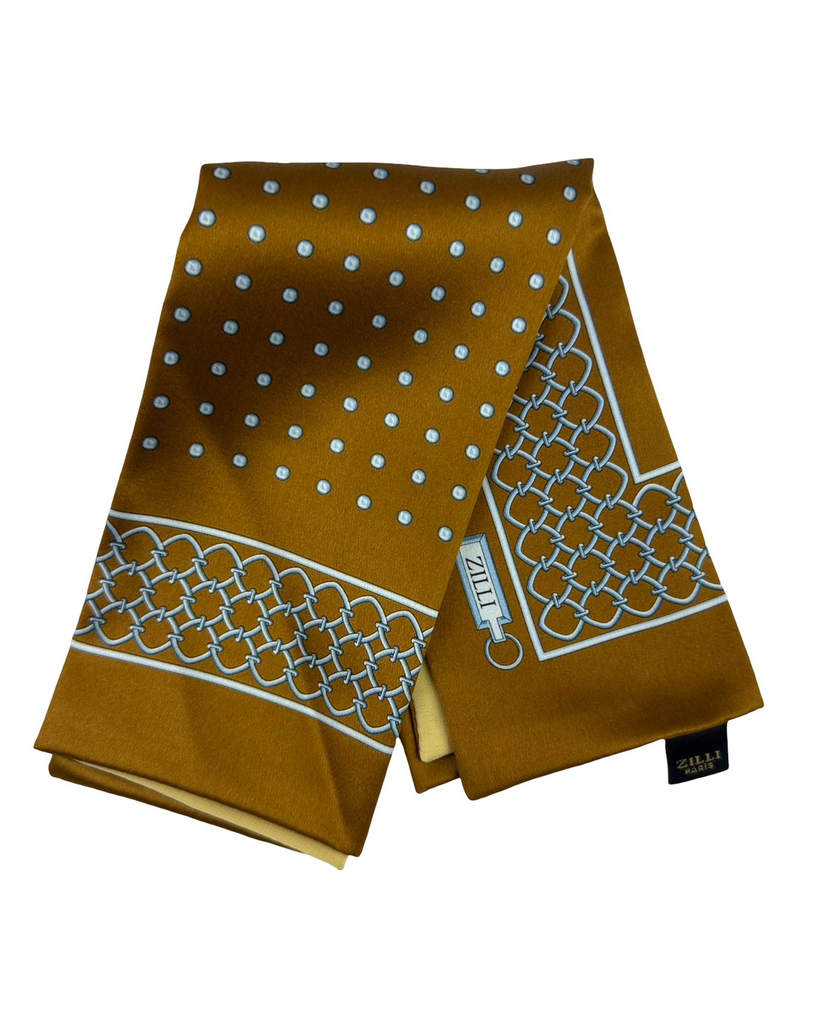 Zilli Silk Pocket Square Brown Metal Gray