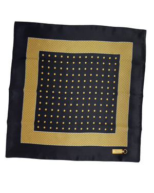 Zilli Silk Pocket Square Black Gold Design SALE