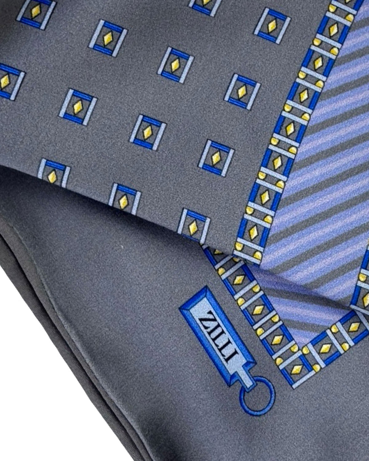 Zilli Silk Pocket Square Gray Design