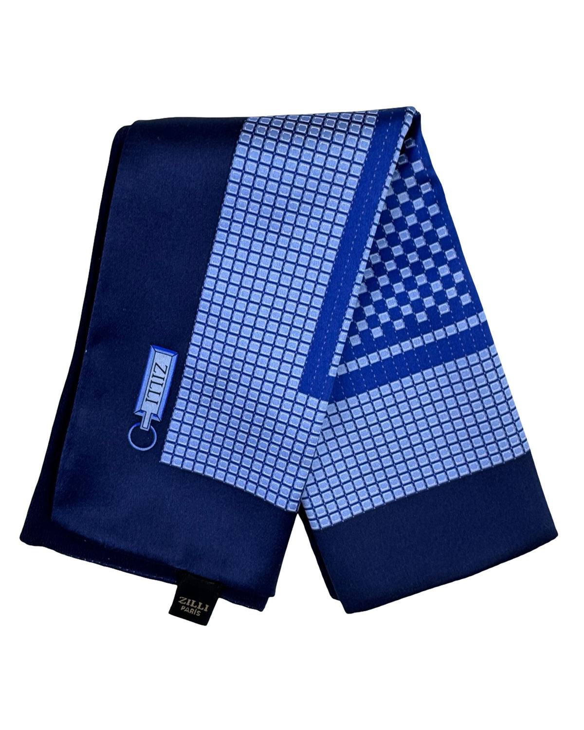 Zilli Silk Pocket Square Navy Blue Design SALE