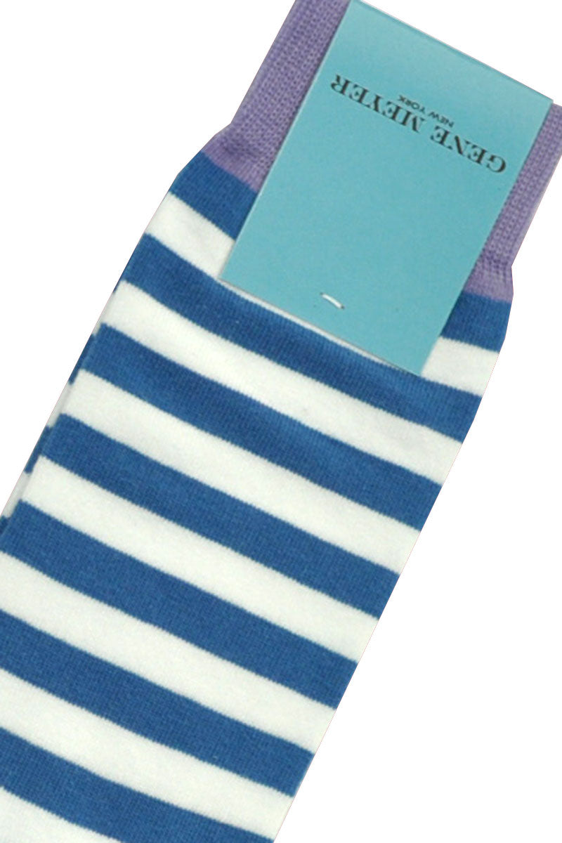 Gene Meyer Socks White Blue Lilac Stripes SALE