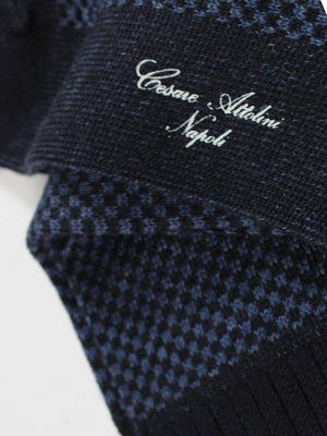 Cesare Attolini Cashmere Socks Dark Blue M - Medium - Over The Calf