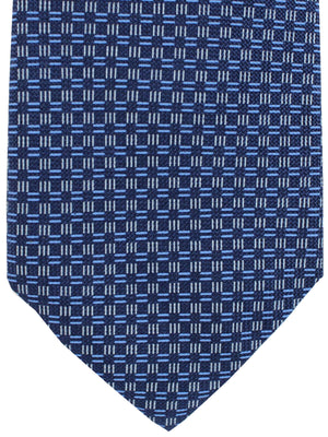 Cesare Attolini Silk Tie Navy Blue Geometric