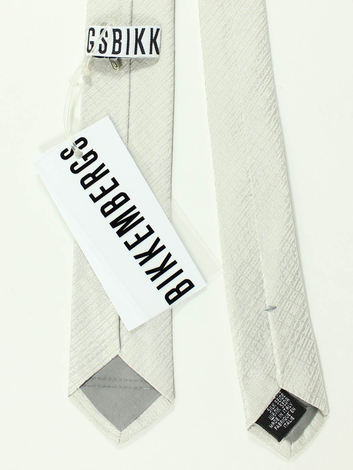 Bikkembergs Silk Tie Gray Silver Logo Design SALE