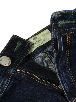 Luigi Borrelli Jeans Dark Denim Blue Slant Pocket Slim Fit 