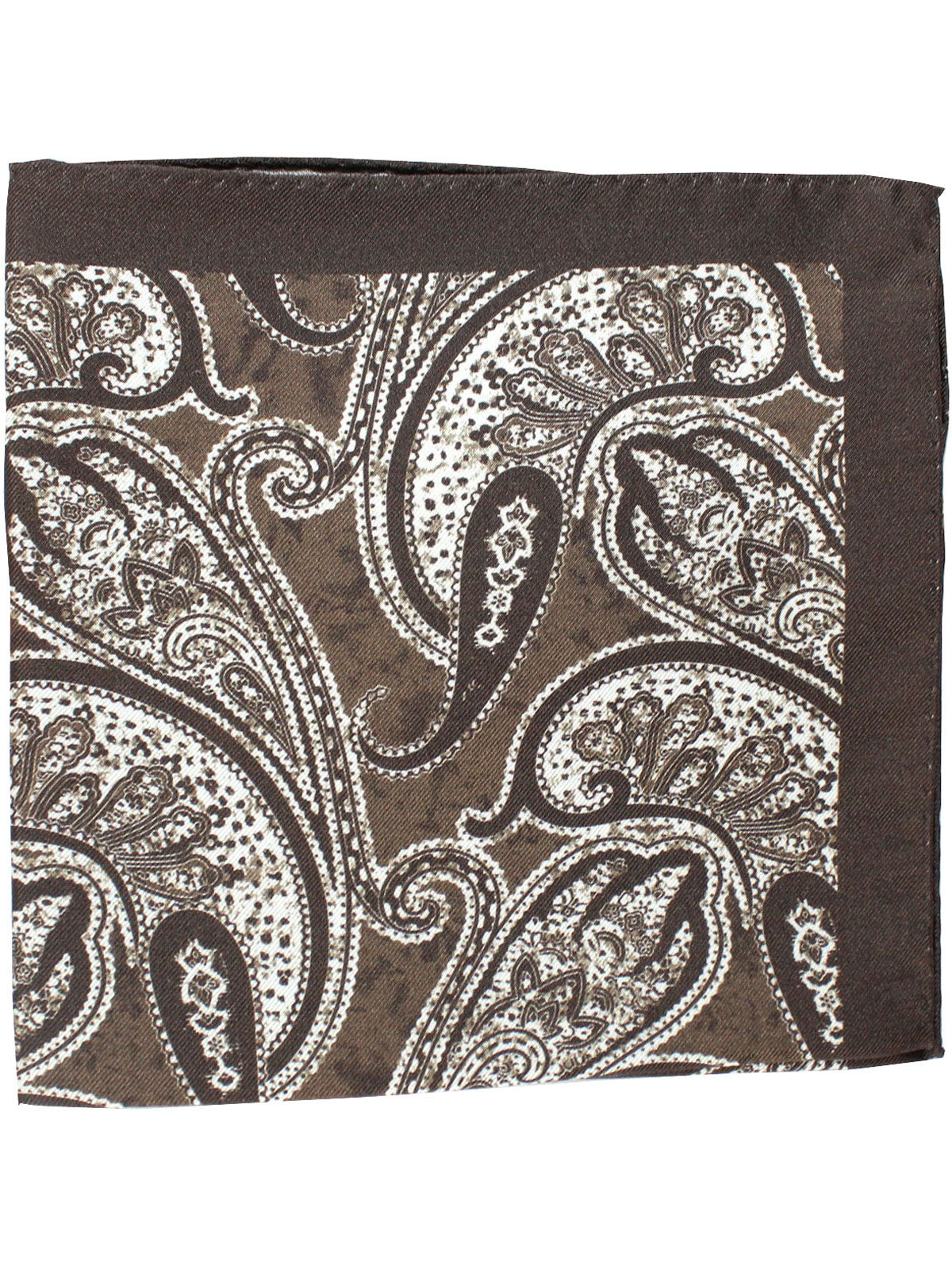 Luigi Borrelli Silk Pocket Square Brown Paisley