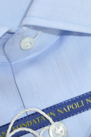 Luigi Borrelli Dress Shirt ROYAL COLLECTION Solid Blue 40 - 15 3/4 SALE
