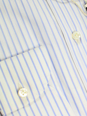 Luigi Borrelli Dress Shirt ROYAL COLLECTION White Blue Quadruple Stripes