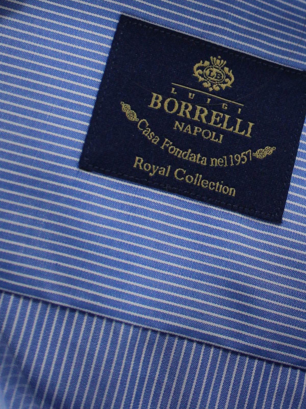 New Luigi Borrelli Dress Shirt ROYAL COLLECTION - Blue White New