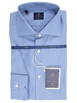 New Luigi Borrelli Dress Shirt ROYAL COLLECTION - Blue White New