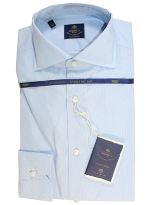 Luigi Borrelli Dress Shirt ROYAL COLLECTION White Blue Thin Stripes