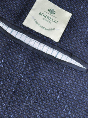 Luigi Borrelli Sport Coat Dark Blue Navy Linen Wool EUR 46 / US 36 REDUCED - SALE