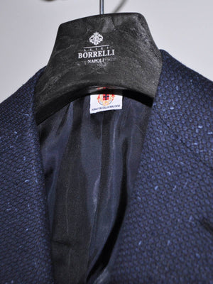 Luigi Borrelli Sport Coat Dark Blue Navy Linen Wool EUR 46 / US 36 REDUCED - SALE