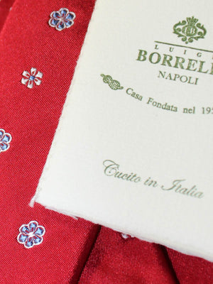 Luigi Borrelli Tie Red Blue Silver Mini Flowers SALE