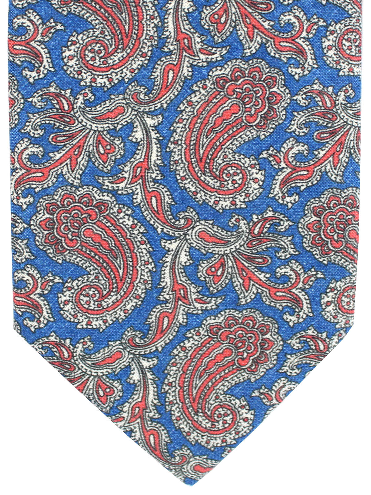 Luigi Borrelli Tie Dark Blue Coral Red Paisley Design