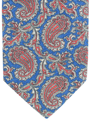 Luigi Borrelli Tie Dark Blue Coral Red Paisley Design