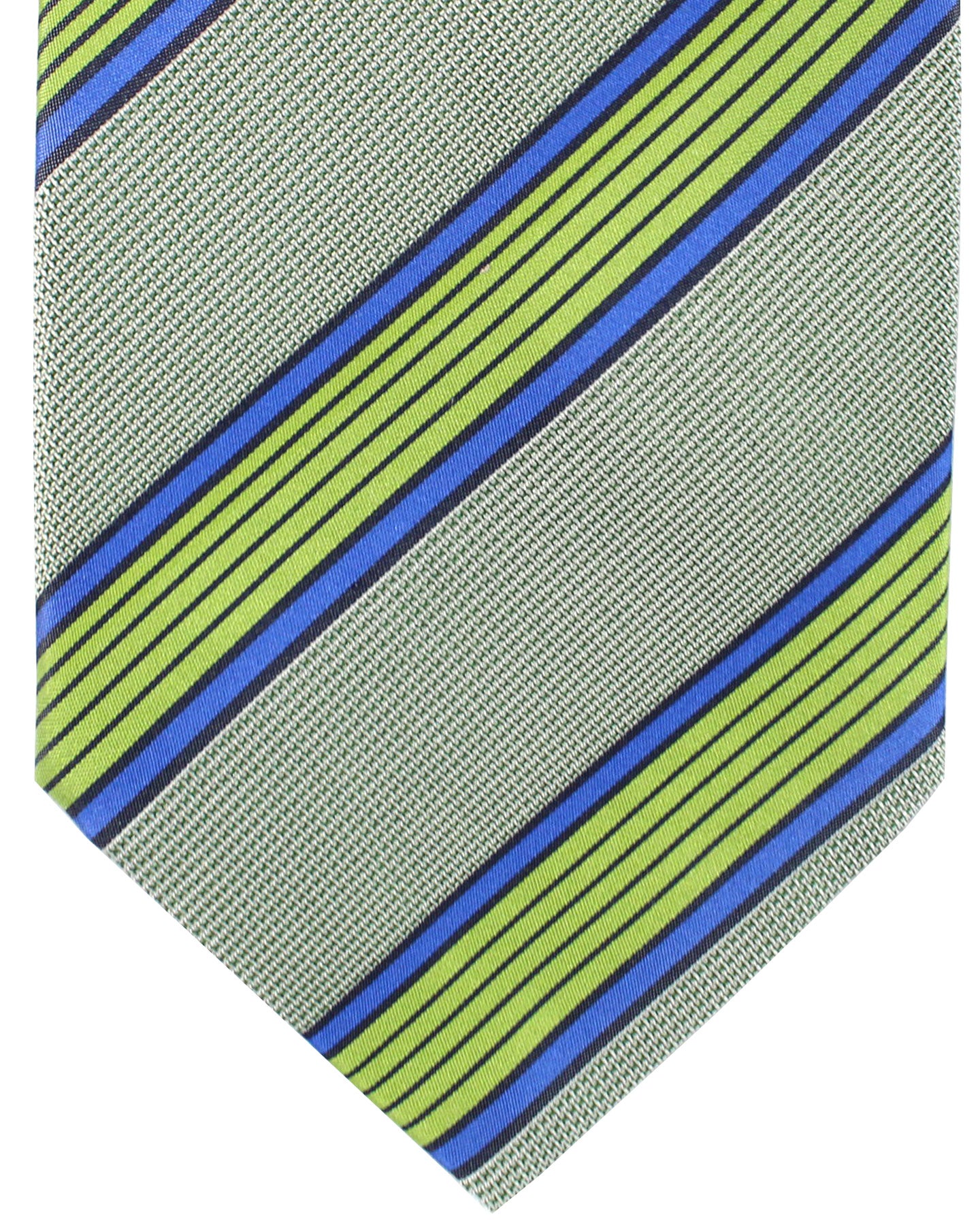 Luigi Borrelli Tie Green Royal Blue Stripes