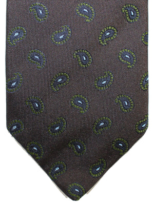 Luigi Borrelli Tie Dark Brown Navy Green Paisley Design