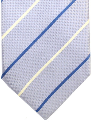Brioni Silk Tie Periwinkle Navy Stripes Design