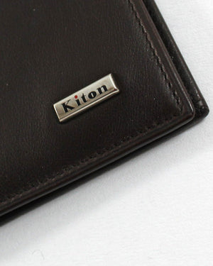 Kiton Wallet - Brown Smooth Leather Men Wallet Bifold