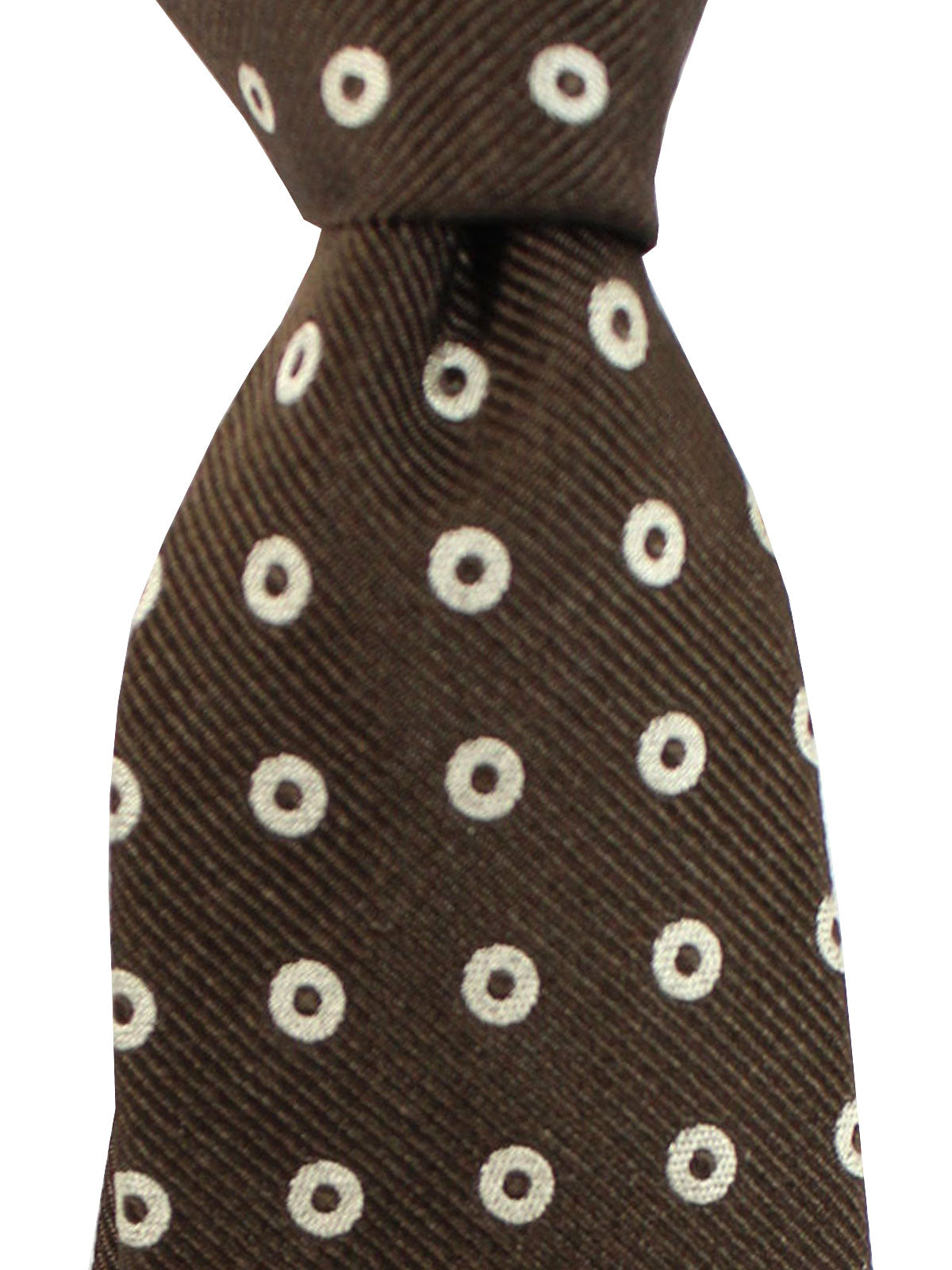 Brunello Cucinelli Tie Brown Circles - Wool Cashmere Silk