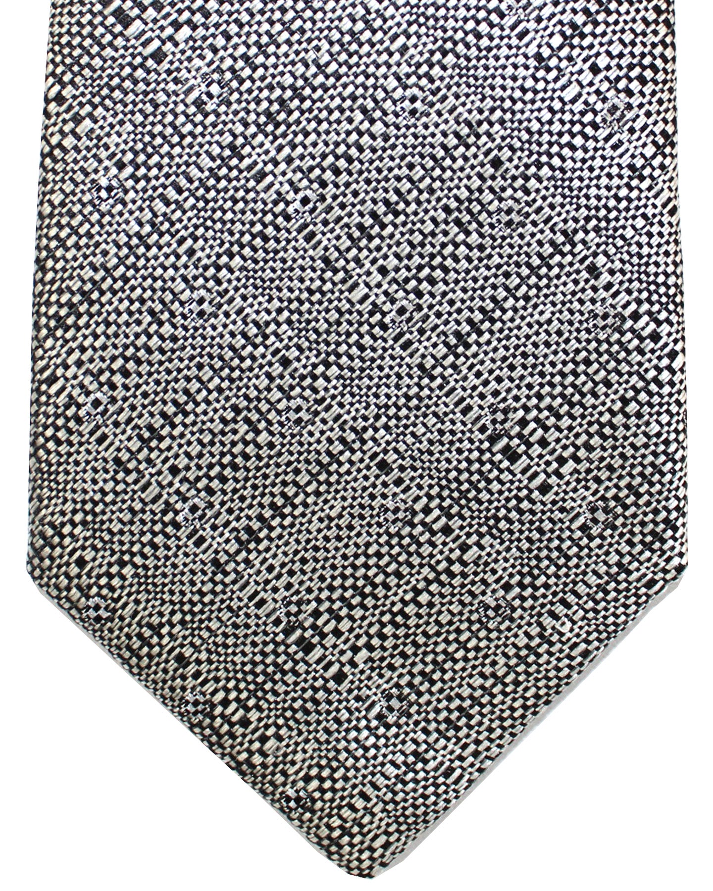 Canali Tie Gray Silver Tartan Pattern