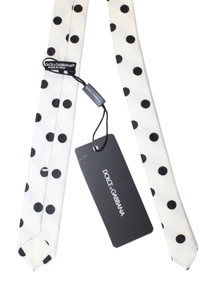 Dolce & Gabbana Skinny Tie White Black Polka Dots
