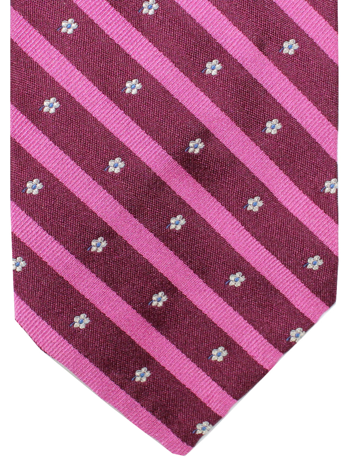 Finamore Sevenfold Tie Fuchsia Pink Stripes