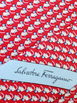 Salvatore Ferragamo Tie Red Mouse Design SALE