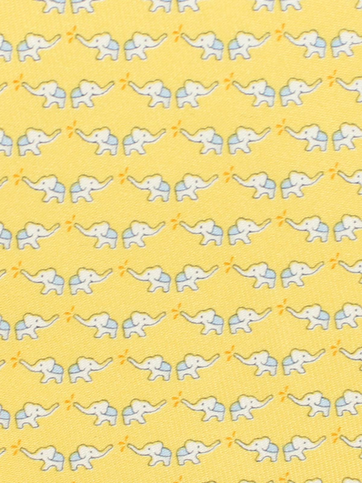 Salvatore Ferragamo Tie Yellow Elephant Novelty