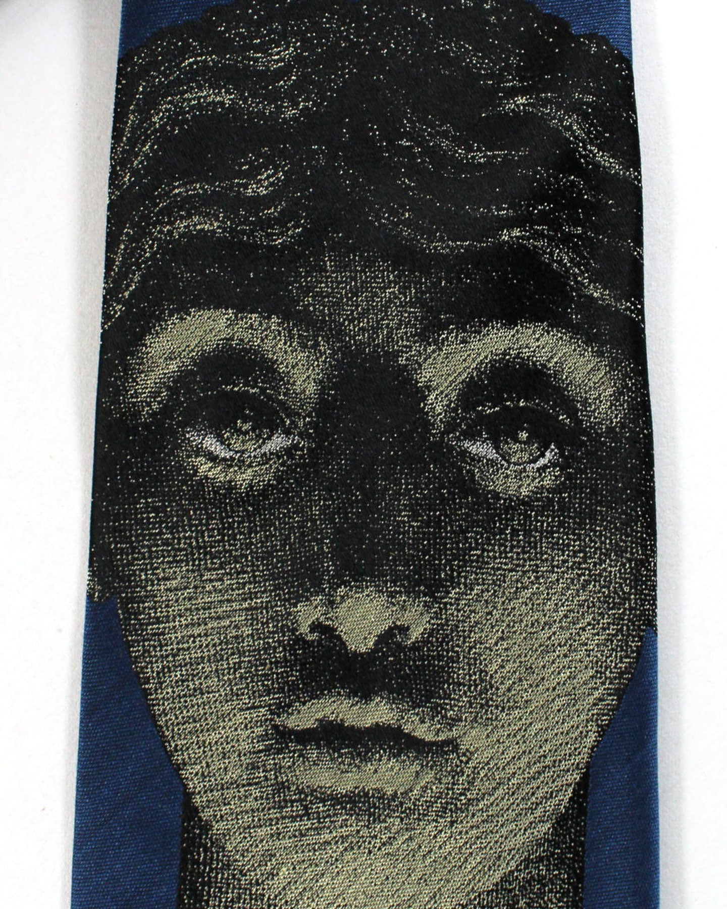 Fornasetti Silk Tie Dark Blue Gray Italian Design - Wide Necktie