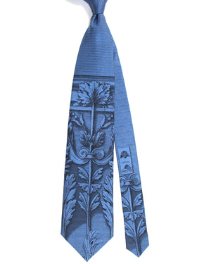 Fornasetti Silk Tie Dark Blue Ornamental Design - Wide Necktie
