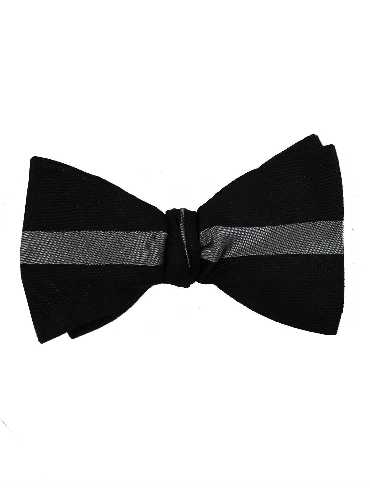 Gene Meyer Bow Tie Black Gray Stripe - Hand Made In Italy