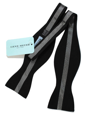 Gene Meyer Bow Tie Black Gray Stripe - Hand Made In Italy SALE