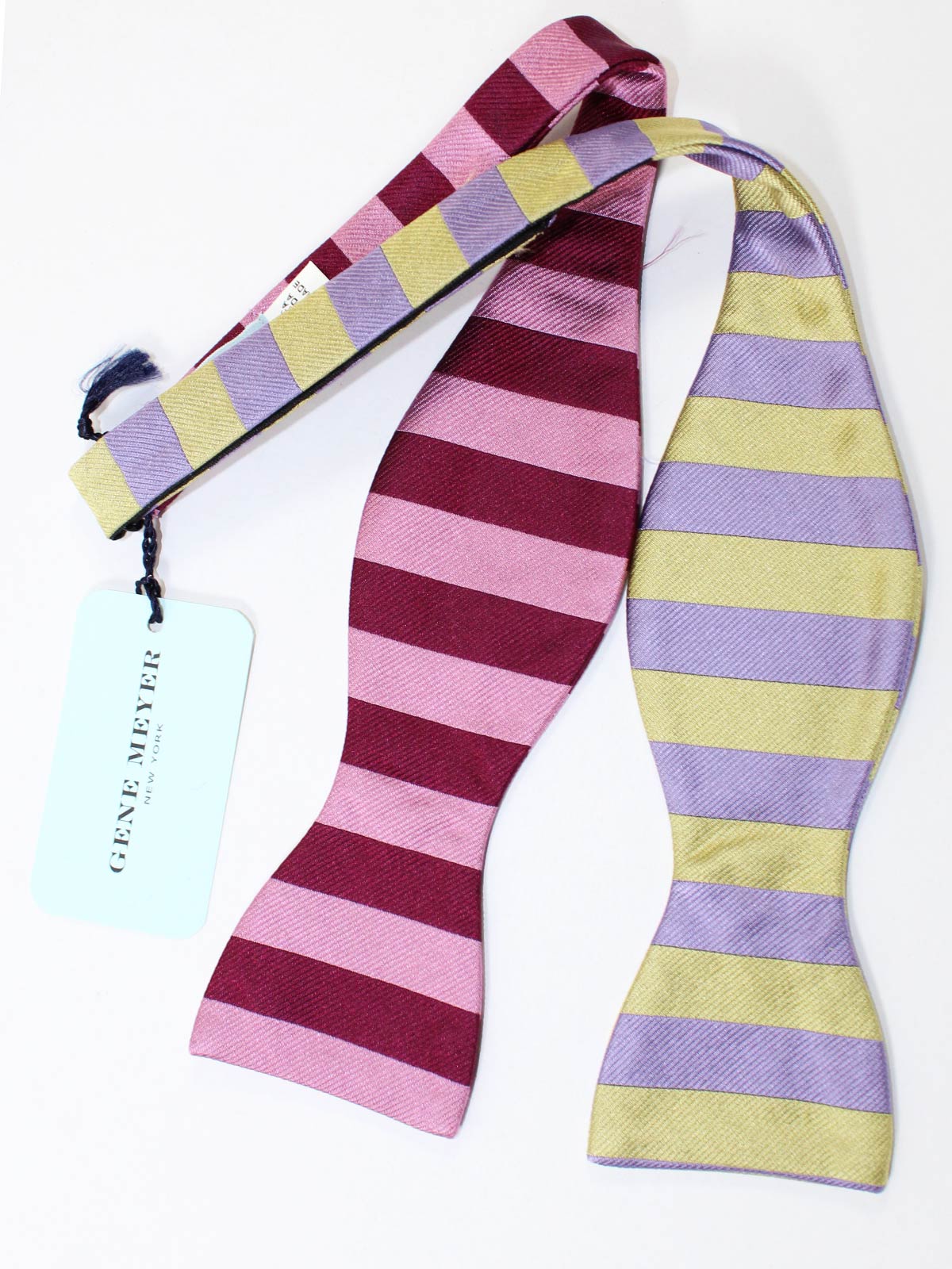 Gene Meyer Silk Bow Tie Purple Pink Stripes