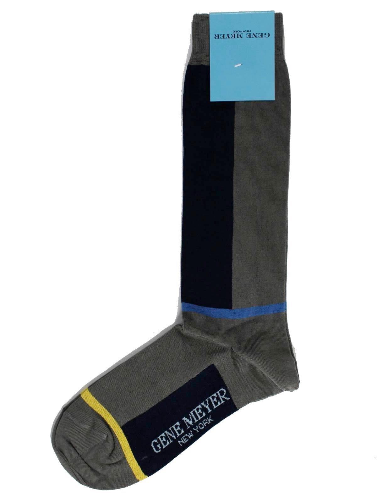 Gene Meyer Socks Gray Black Blue Stripes