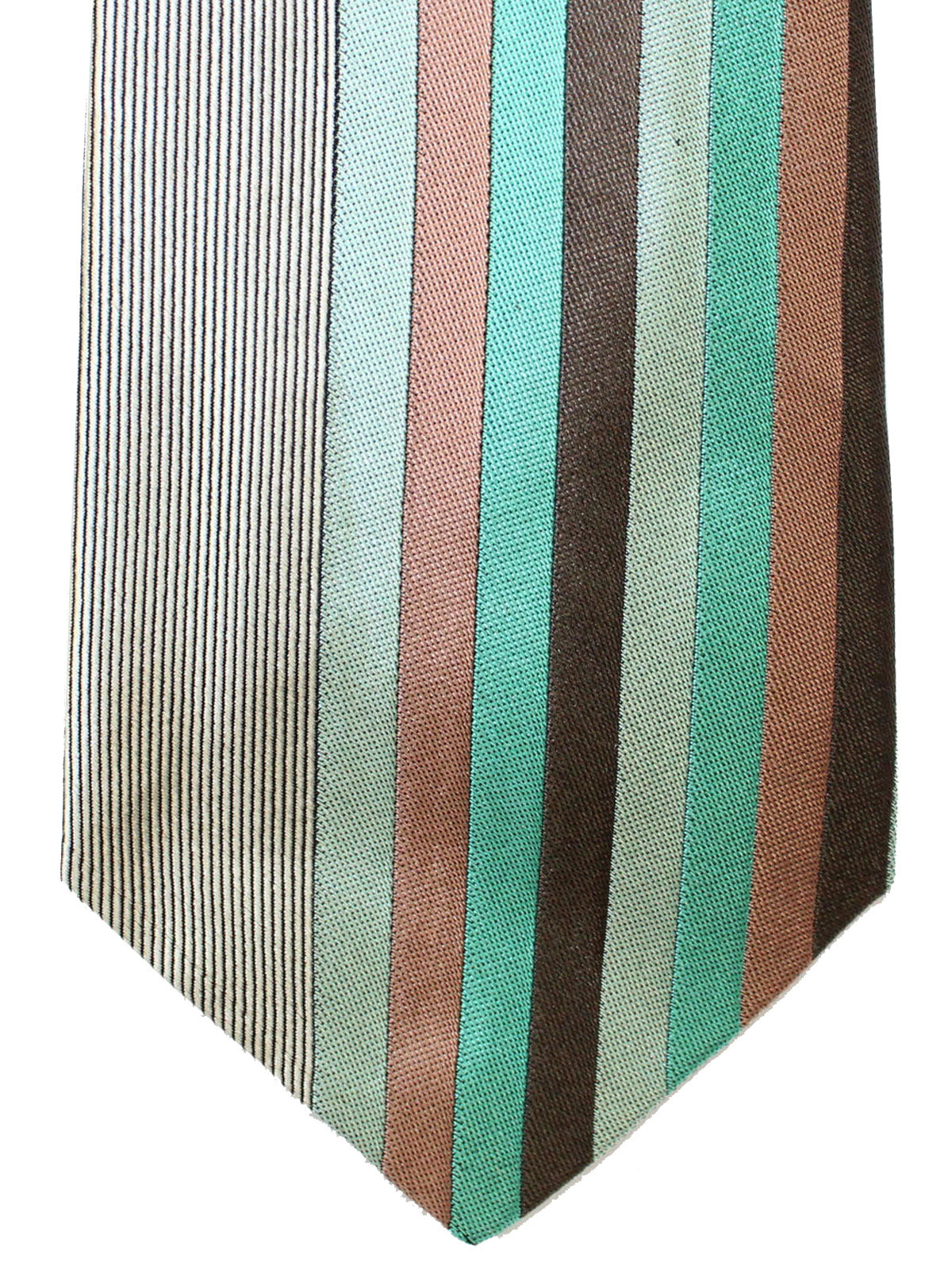 Gene Meyer Silk Tie Gray Emerald Geometric