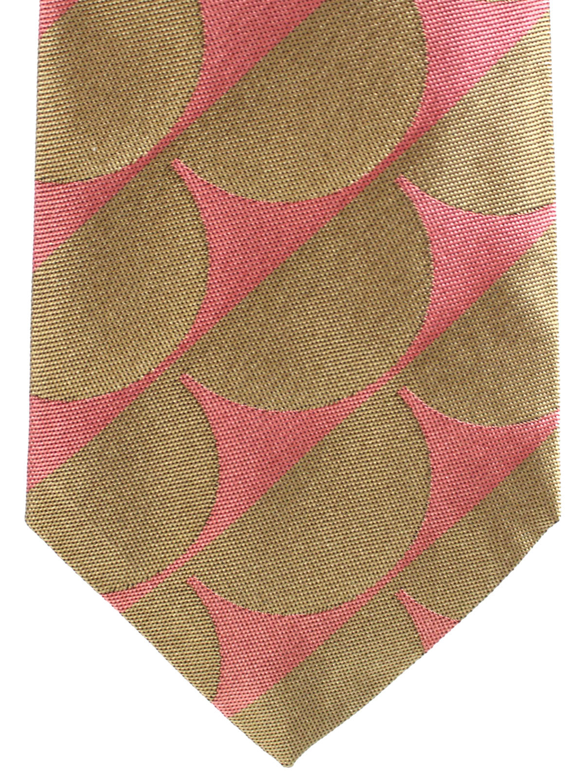 Gene Meyer Silk Tie Taupe Pink Geometric