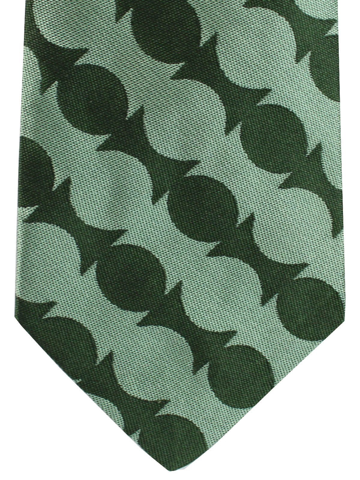 Gene Meyer Silk Tie Green Geometric