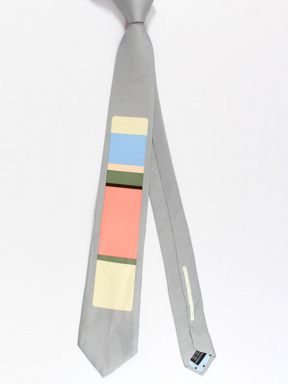 Gene Meyer Silk Tie Gray Pink Geometric