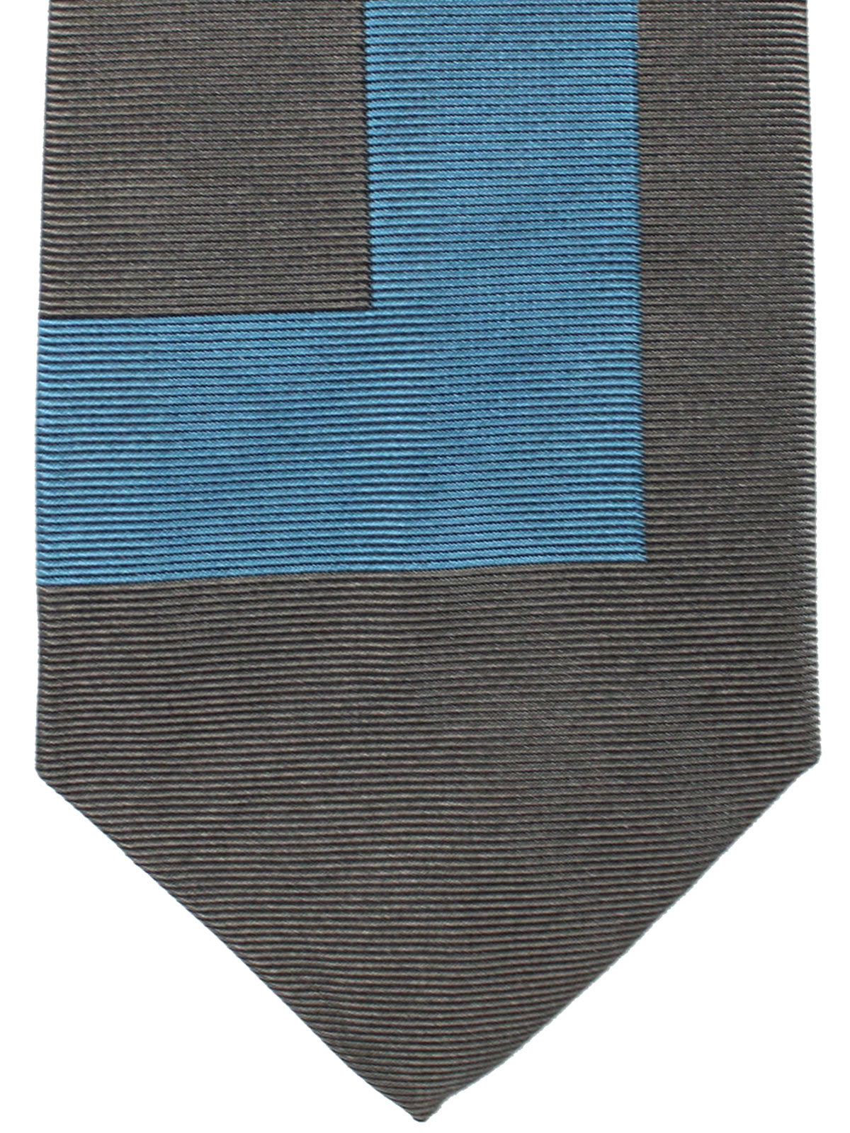 Gene Meyer Tie Metallic Gray Turquoise Stripe Design - Hand Made in Italy