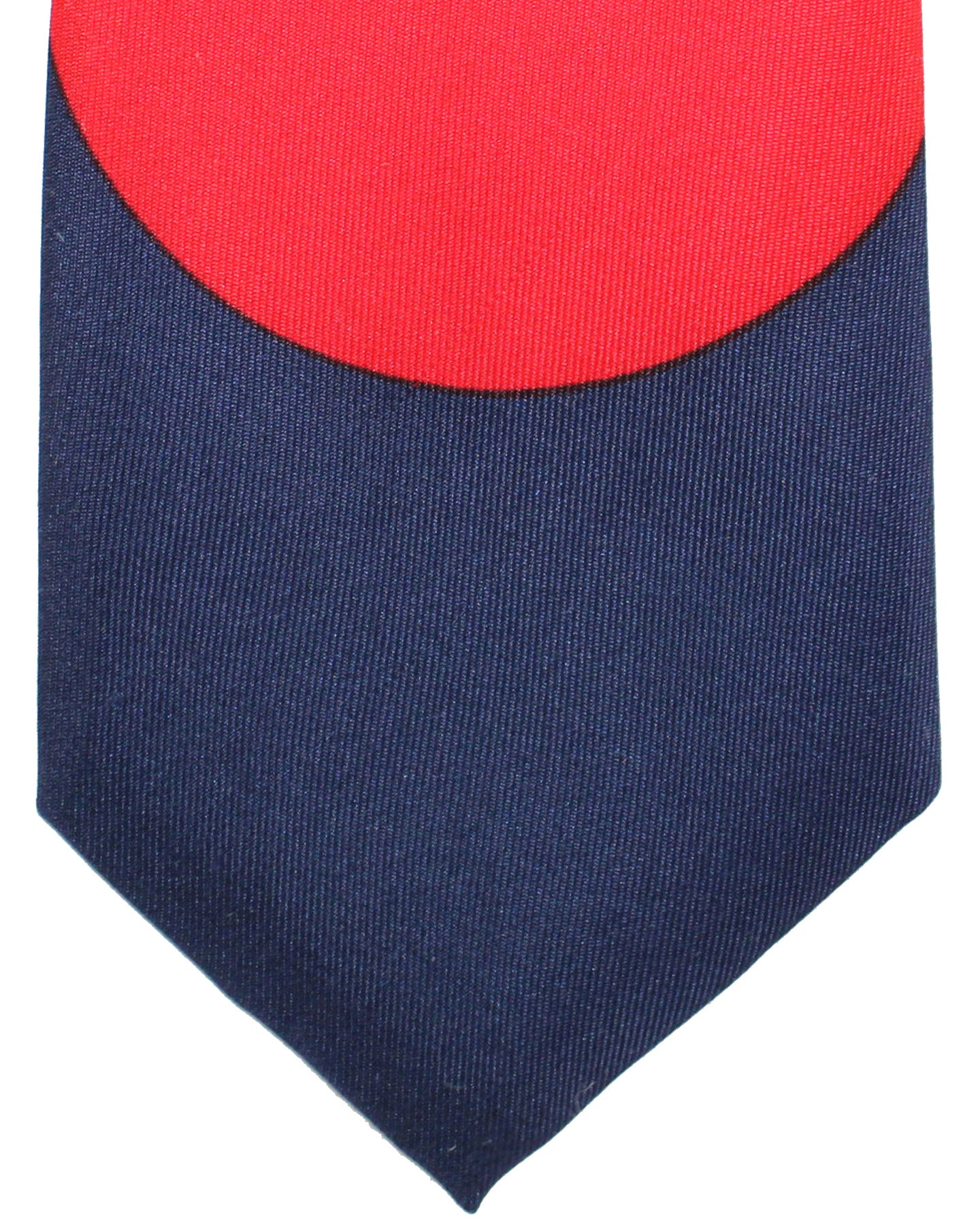 Gene Meyer Tie Dark Navy Red Polka Dot Design - Hand Made in Italy