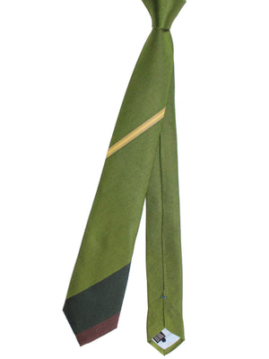 Gene Meyer Silk Tie Olive Green Stripes SALE